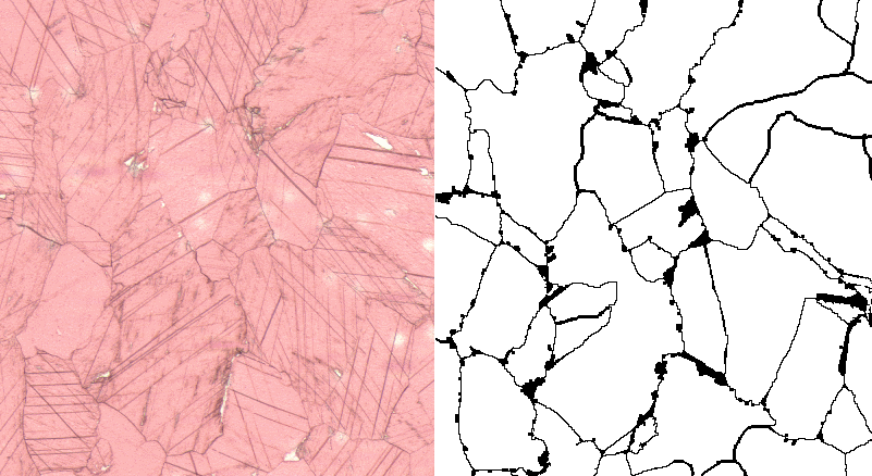 Original marble thin section and the grain boundaries